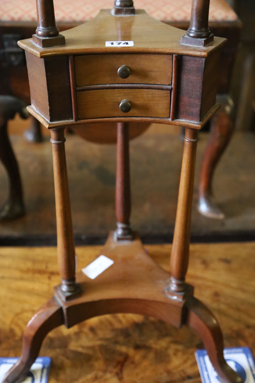 A George III style mahogany wash stand, width 29cm, 82cm high